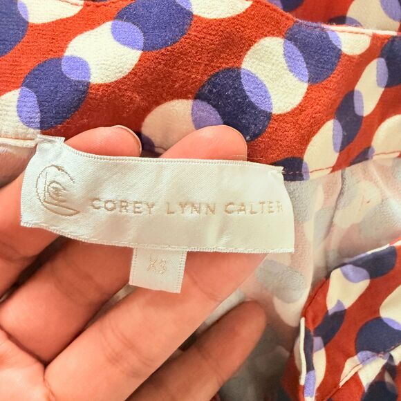 Corey Lynn Calter Flowy Pleated Pants Bold Print Wide Leg Rayon Trousers Sz XS - Picture 5 of 9